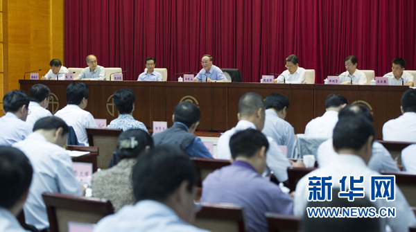 7月16日，中共中央政治局常委、中央紀委書記、中央巡視工作領(lǐng)導小組組長王岐山在北京出席2014年中央第二輪巡視工作動員部署會并講話。新華社記者黃敬文 攝 