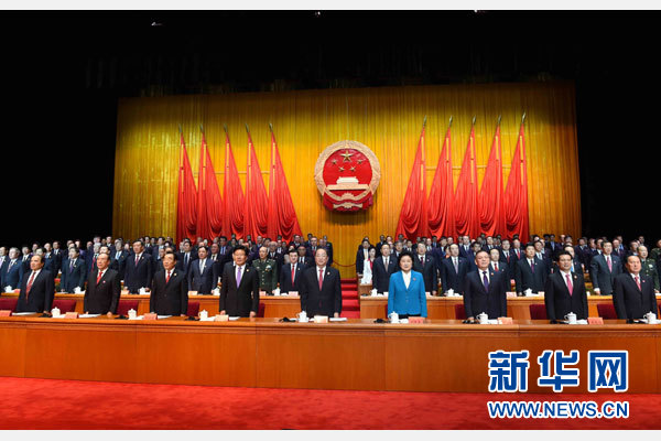 10月1日，慶祝中華人民共和國(guó)成立66周年暨新疆維吾爾自治區(qū)成立60周年大會(huì)在新疆人民會(huì)堂隆重舉行。 新華社記者 饒愛(ài)民 攝