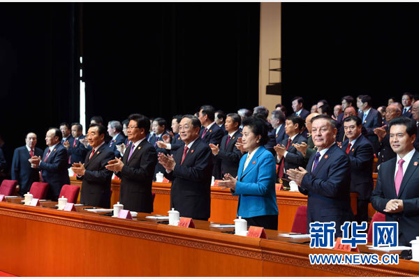 10月1日，慶祝中華人民共和國(guó)成立66周年暨新疆維吾爾自治區(qū)成立60周年大會(huì)在新疆人民會(huì)堂隆重舉行。 新華社記者 饒愛(ài)民 攝 
