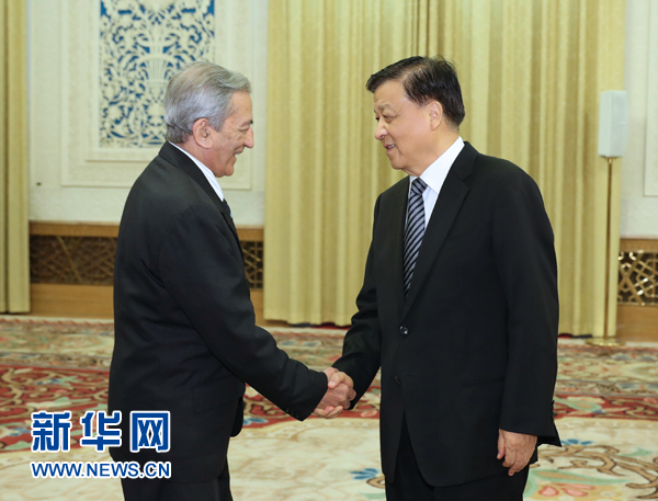 6月21日，中共中央政治局常委、中央書記處書記劉云山在北京會(huì)見古共中央書記處書記、國(guó)際關(guān)系部部長(zhǎng)巴拉格爾率領(lǐng)的古巴共產(chǎn)黨代表團(tuán)。新華社記者馬占成攝