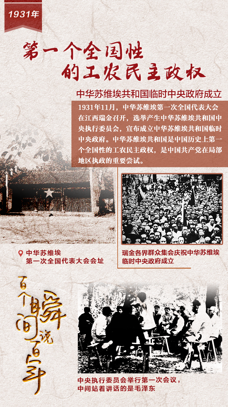 1931，第一個(gè)全國(guó)性的工農(nóng)民主政權(quán)