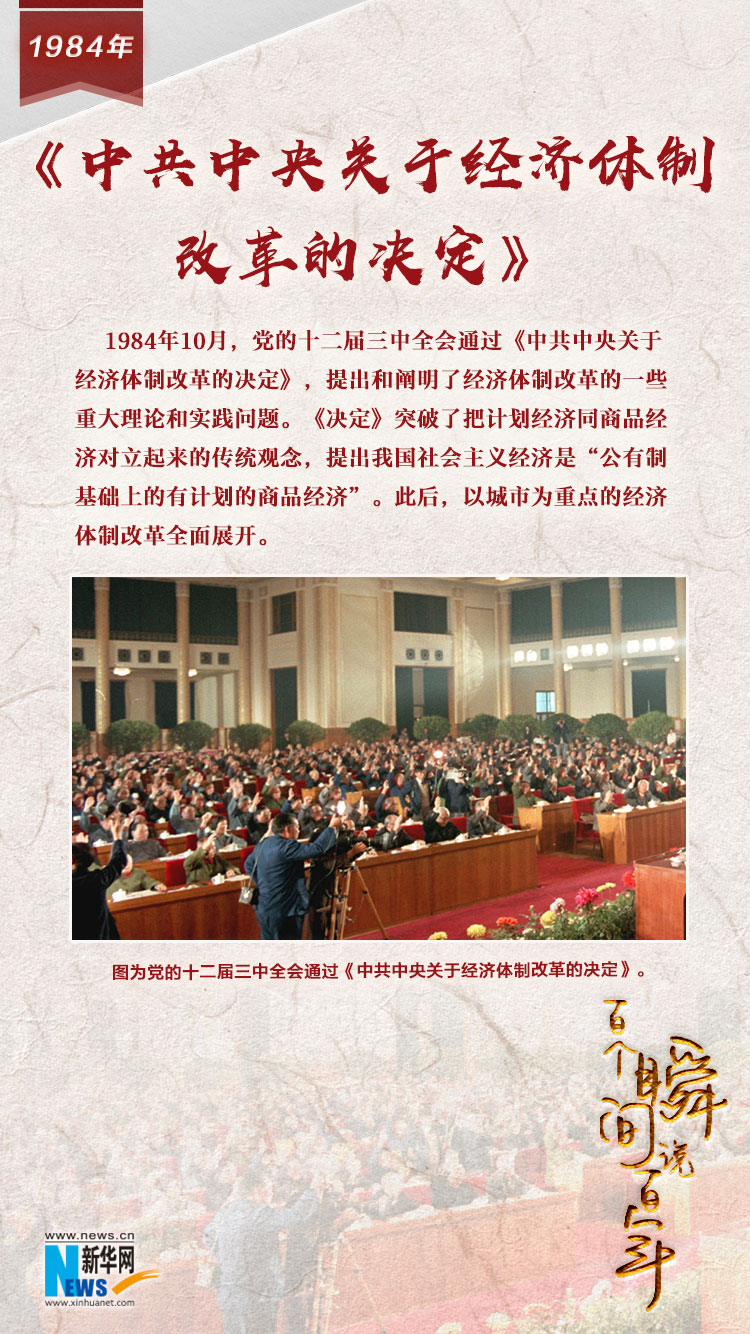 1984，《中共中央關(guān)于經(jīng)濟(jì)體制改革的決定》