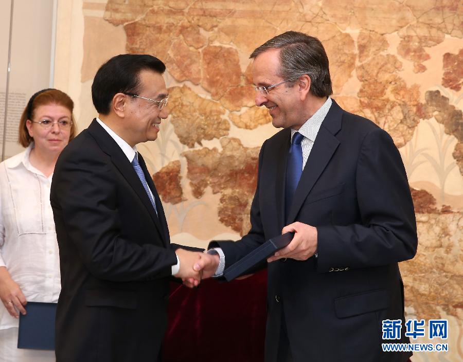 6月21日，國務院總理李克強與希臘總理薩馬拉斯共同出席希臘伊拉克利翁博物館新館開館儀式并發(fā)表講話。 新華社記者 龐興雷 攝