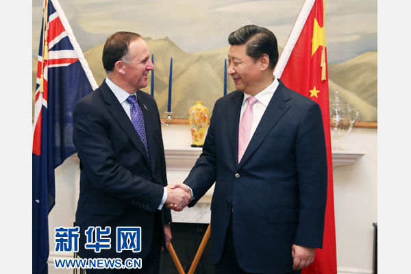 11月20日，中國國家主席習(xí)近平在惠靈頓同新西蘭總理約翰·基舉行會談。 新華社記者 馬占成 攝