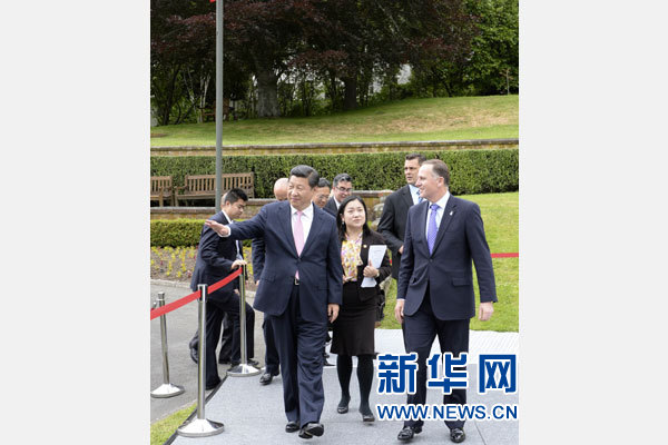 11月20日，中國國家主席習(xí)近平在惠靈頓同新西蘭總理約翰·基舉行會談。 新華社記者 李學(xué)仁 攝