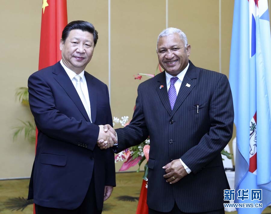 11月22日，中國國家主席習近平在楠迪同斐濟總理姆拜尼馬拉馬舉行會談。 新華社記者姚大偉攝