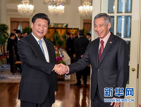 11月7日，國家主席習(xí)近平在新加坡同新加坡總理李顯龍舉行會(huì)談。 新華社記者 李學(xué)仁 攝