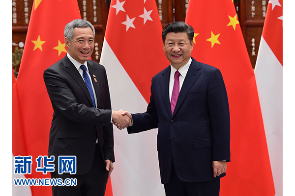 9月2日，國(guó)家主席習(xí)近平在杭州會(huì)見(jiàn)新加坡總理李顯龍。新華社記者張鐸攝